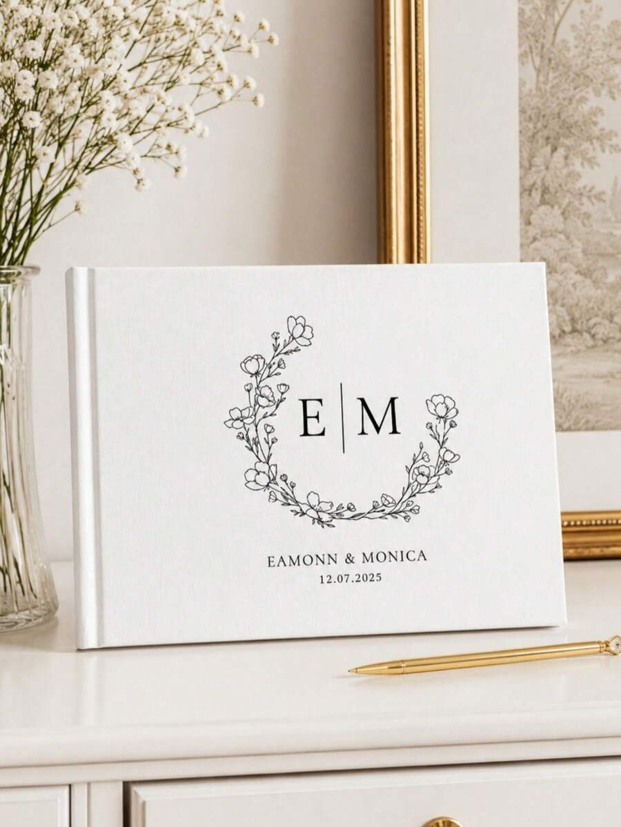 Buku Tamu Pernikahan, Buku Kenangan Pernikahan dari Kain Linen yang Dipersonalisasi, Buku Resepsi Tamu, Album Kenang-kenangan Pertunangan yang Disesuaikan, Buku Tanda Tangan Pernikahan, Hadiah Peringatan Pernikahan - MultiWarna - View 1