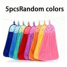 10/8/5/3/1pcsCoral Fleece Dish Towel Set, With Hanging Loop, Suitable For Drying Hands, Washing Dishes, Bathroom Cleaning, Tea Towel, Soft Hand Towel, Absorbent Cleaning Cloth, Hanging Cloth, Kitchen Accessories Random Colors - Multicolor - View 14