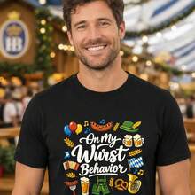 Über mein Verhalten Wurst-Shirt, Lustiges Oktoberfest-Shirt, Wurst-Shirt, Bierfest-T-Shirt, T-Shirt zum Trinken am Tag, Oktoberfest-Geschenk - Schwarz - Übersicht 7
