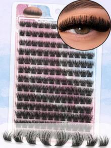 156 Clusters Large Capacity Fluffy Segmented False Eyelashes, Dense And Voluminous, Durable And Long-Lasting, Suitable For Beginners, Easy To Wear, Portable Makeup Essential, Valentine's Day Gift For Her - D - View 6