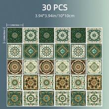 30 piezas de 10x10cm Pegatinas de azulejos cerámicos de estilo bohemio, Vinilos decorativos de pared PVC para sala de estar, cocina y dormitorio - Unitalla - Ver 7