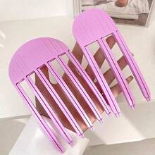 2-In-1 Volumizing Styling Hair Brush, Minimalist Korean Style, Solid Color Without Print, Six-Tooth Comb Integrated Clip Design, Bangs Root Lifting And Daily Styling Function, Suitable For Daily Home Grooming, Commuting Styling, Dorm Quick Hair Styling, Selfie Styling - Multicolor - View 2