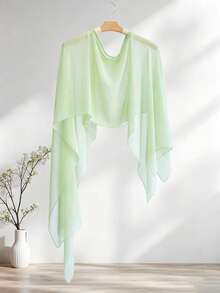 1pc Short Chiffon Cape Shawl For Women, Pullover Cape Vest To Pair With Skirts - Multicolor - View 8