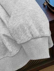 Vintage Strawberry Print Crew Neck Sweatshirt Women Loose Oversize Casual Versatile Long Sleeve Top - Light Grey - View 4