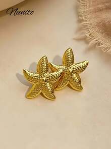 1 Pair Vacation Beach Style Starfish Stud Earrings, Suitable For Pool Party, Daily Wear, Gift For Women - Multicolor - View 4