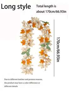 1pc- Beige Fall Maple Leaves Garland, Artificial Maple Leaf Autumn Garland Hanging Fall Vines Fall Decor, Halloween Artificial Plants, Artificial Maple Leaves, Outdoor Artificial Flowers, White Holiday Hanging Wreath, Seasonal Maple Leaf Vine Decoration, Living Room, Office, Table, Halloween Decoration Room Decoration, Thanksgiving Decoration Party Fireplace Dinner Decoration, Wedding, Home Decor, Table Decor, Front Door Decor, Indoor And Outdoor Decoration - Multicolor - View 11