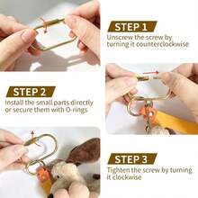 1/2/3/4/6pcs Brass Key Rings Bulk Pack, Gold Carabiner With Safety Screw Lock, Key Ring Carabiner Clip, Bag Charm Clip, For Wallet Accessories, DIY Handmade Small Carabiner - View 4