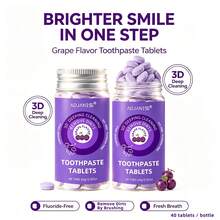 1 Bottle (40 Tablets) ADJANISS Toothpaste Tablets, Contains Hydroxyapatite And Xylitol, Gently Cleans Teeth Without Causing Sensitivity, Promotes Remineralization, Deep Cleaning, Fresh Breath, Suitable For All Adults, Travel Size - Grape - View 3