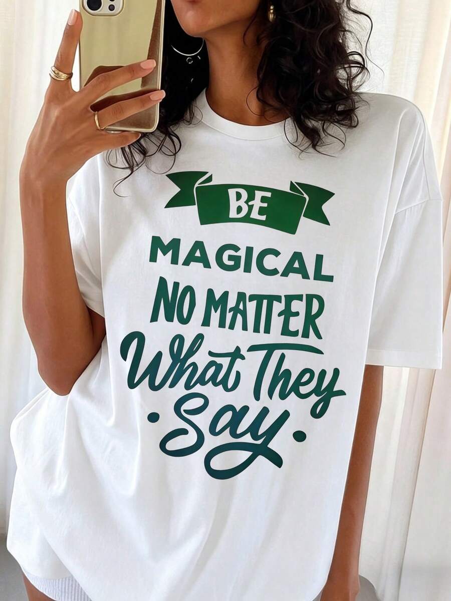 Men's Graphic T-Shirt Be Magical No Matter What They Say - 白色 - 查看 1