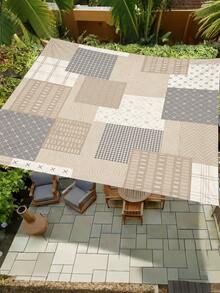1pc Modern Minimalist Design Printed Pattern Sunshade Cloth, 2D Flat Print Outdoor Camping Tent, Awning And Canopy, Washable, Suitable For Various Scenes Such As Garden, Camping, Beach, Without Frame - Apricot - View 4