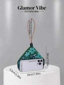 晚宴亮片手拿包，亮片刺繡工藝，3D花卉（隨機圖案），婚禮必備配件，情人節禮物，適用於婚禮、度假、畢業季、晚宴及其他正式場合，亦可作為日常穿搭的多功能配件，百搭風格 - 綠色 - 查看 4