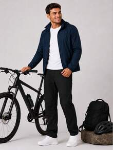 CZRLHYT Jaket Pria dengan Tudung yang Dapat Dilepas, Serbaguna untuk Olahraga dan Kasual, Saku Samping dengan Resleting, Sempurna untuk Pakaian Luar Sehari-hari, Pakaian Luar yang Serbaguna - Navy Blue - View 2