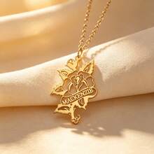 Hollow Rose Custom Name Necklace For Women 18K Gold Plated Stainless Steel Necklaces Personalized Flora Jewelry Birthday Gifts Female Daily Wear - Multicolor - View 4