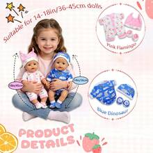1 Set Of Summer Doll Clothes With Socks, Suitable For 14-18 Inch Dolls, Flamingo And Dinosaur Patterns, Unique And Novel, Meets Children's Preferences - Multicolor - View 3