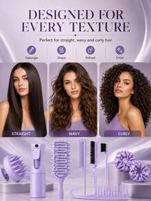 14-Piece Hair Styling Set - Multi-Functional Purple Hair Comb Set, Includes Anti-Tangle Comb, Scalp Massager, Spray Bottle, Hairline Comb, Combs And Various Styling Tools, Helping You Enjoy Salon-Level Hair Care At Home. - Multicolor - View 10