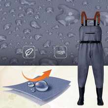 Waders Fishing Pants Full Length Wading Shorts Unisex Boot-Footed Waders Full Body Thickened Wading Shorts Fishing Pants - Grey - View 7