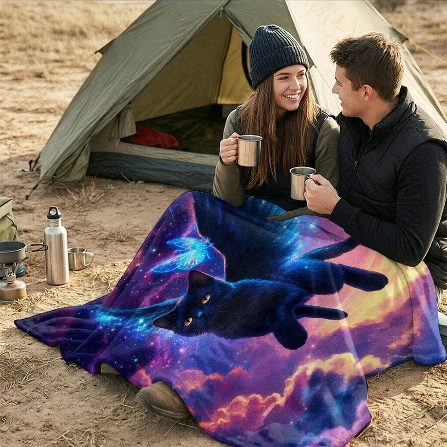 1PC Boho Flannel Blanket, Summer Blanket, Bed Blanket , Blankets For Camping, Blanket For Beach, Throw Blanket, Multi-Use Blanket Soft , Cooling Blanket - Multicolor - View 1