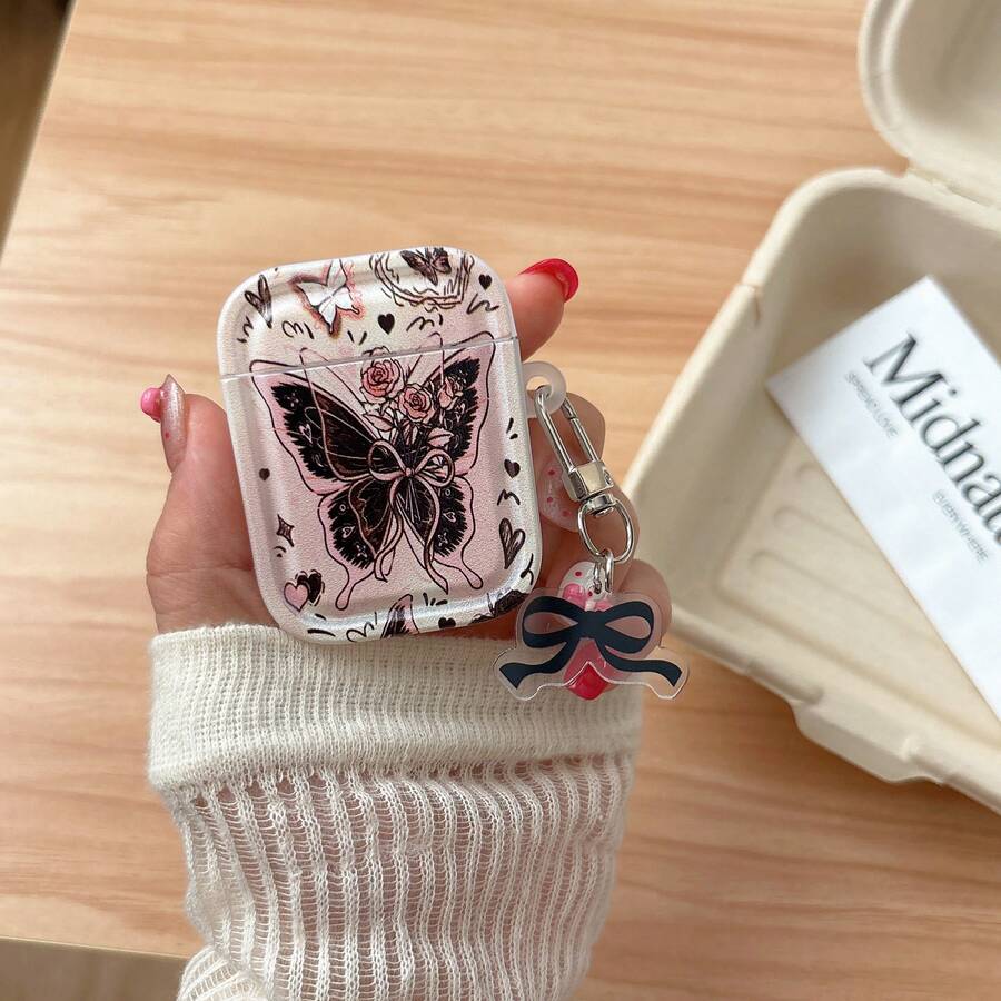 復古女神風花卉蝴蝶奢華高端個性化保護殼,適用於 Apple 4、Pro 3、Pro 2 藍牙耳機 - 彩色 - 查看 1