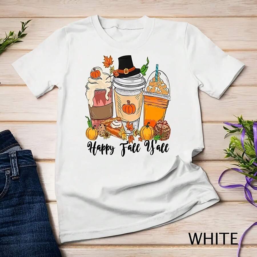 Happy Fall Y All Pumpkin Truck Autumn Thanksgiving Unisex T Shirt - 款式 - 查看 1