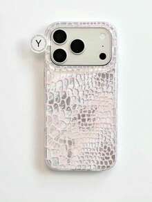 1PC Ins Foil Texture Hollow Crocodile Pattern IMD Full Coverage Shockproof PC Phone Case Compatible With Apple 11 Pro Max/12 Pro Max/13 Pro Max/14 Pro Max/15 Pro Max/16 Pro Max/17 Pro Max - Multicolor - View 5