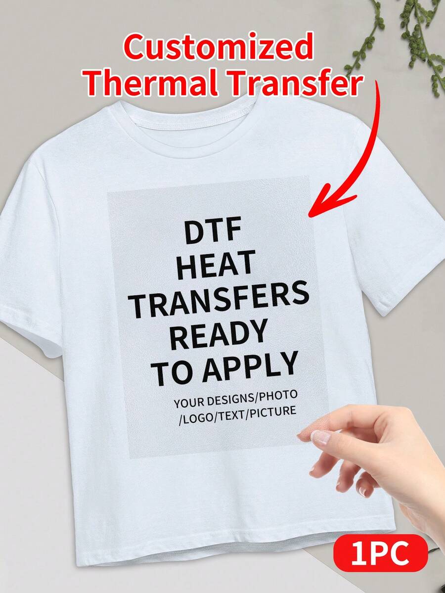 Customized Iron-On Sticker, Personalized With Your Photo/Text/Image, DTF Transfer Film, Chest Logo, For T-Shirt, Anniversary, Valentine's Day, Mother's Day, Birthday, Graduation, Wedding, Christmas, Personalized Gift, 3D-Puff, Ready To Press - Style a - View 1