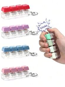 1pc Novelty Keyboard Cap Keychain - Colorful Clicky Desktop Toy, Stress Relief And Anxiety Reducer, Fun Office Decor, Unique Gift Choice - Multicolor - View 5