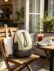 Mochila de cordón ultraligera – Mochila bandolera convertible de nailon lavado para gimnasio, viajes y uso diario - Verde - Ver 5