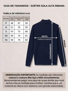 Suéter Masculino Cacharrel Gola Alta Rolê Ribana Canelado Felpado Manga Longa Segunda Pele Térmica - Azul Marinho - Visão 5