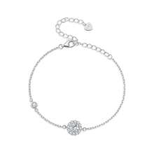 BAMOER Full Paved Halo Sunflower Sterling Silver Bracelet Bright Moissanite Thin Chain Elegant Wedding Banquet Accessory - Silver - View 8