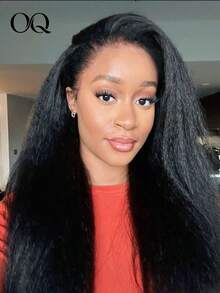 OQ 18-30 Inch 180% Density Long Glueless Wear-And-Go Wig, Curly/Straight Human Hair, 7x5 Pre-Cut HD Lace, Natural Color, Pre-Plucked Hairline, Natural And Realistic, Easy To Wear, Suitable For Holiday Styling - SNatural - View 1