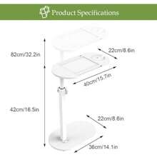 Mesa Auxiliar Ajustable con Soporte Giratorio, Mesa Lateral para Sofá, 42-82 cm de Altura, Estructura de Metal, para Estudiar, Trabajar Desde Casa, Salón, Dormitorio - Multicolor - Ver 4