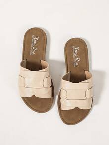 Ximi Ruo Damen-Sandalen im koreanischen Stil, lässige flache Pantoletten, offene Zehenpartie, gewebte römische Sandalen, Sommer-Strand- und Hausschuhe, modischer französischer Stil für Ausflüge, Frühling/Sommer Neu, flache Schuhe zu Kleidern - Beige - Übersicht 7