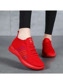 Women's Slip-On Shoes, Comfortable Breathable Polyurethane Sole, Minimalist Elegant Design - Red - View 1
