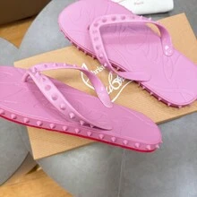 CL Explosion Red Rivet Sole Non-Slip Flat Heel Clip Foot Beach Sandals Outdoor Couples - 紫羅蘭 - 查看 6