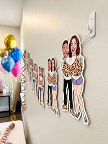 8/12/16pcs Custom Funny Leopard Print Couple Photo Banner,Personalized Men Women Couple Adult Birthday Party Banner Decor Adult Couple Party Holiday Celebration Decor - Multicolor - View 3