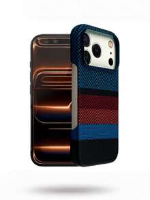 1件 膚感奢華碳纖維條紋手機殼，適用於 iPhone 18 17 Pro Max Air 16 15 14 13 12 11 Pro Max Plus，硬 PC 背蓋 - 藏藍 - 查看 3