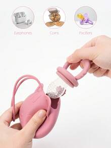 PopLittleOne 1pc Cartoon Cat Shaped Baby Silicone Pacifier Holder Portable Pacifier Storage Case Soft Soother Container Infant Daily Use Nipple Accessories - Multicolor - View 9
