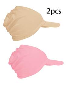 CONFLASS Women's Ribbed Loose Turban Hat With Brim, Elastic Lightweight Muslim Hijab Inner Cap, Solid Color Sun Protection Student Headwear - Multicolor - View 12