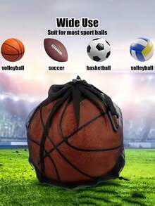 Sports Drawstring Net Bag Portable Basketball Net Bag Ball Storage Bag Mesh Carry Bag With Zipper Pocket Suitable For Men Women Basketball Soccer Football Volleyball And Rugby Sports Equipment Storage Basketball Gear Basketball Stuff - Multicolor - View 7