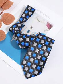 1PC Fashion Casual Versatile Men's Patchwork Plaid Pattern Tie Suitable For Daily Wear, Shopping, Banquet, Party, Business, Dating - Multicolor - View 6