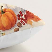 1pc Autumn Watercolor Pumpkin Sunflower Maple Leaf Pattern Cushion Cover, Single-Sided Printed Skin-Friendly Peach Skin Velvet Material, 45*45CM Pillowcase Suitable For Home Indoor Room Living Room Decoration Party Decoration, Holiday Decoration Cushion Cover Gift, No Pillow Insert - Multicolor - View 10