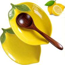 1/2pcs Large Lemon Ceramic Spoon Rest, Suitable For Stove, Elegant Kitchen Utensil Holder, Heat-Resistant Utensil Rack, Can Be Placed On Countertop, Dishwasher , Ideal Gift For Weddings, Housewarmings And Other Occasions - Multicolor - View 3