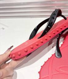 CL Explosion Red Rivet Sole Non-Slip Flat Heel Clip Foot Beach Sandals Outdoor Couples - 紅色 - 查看 8