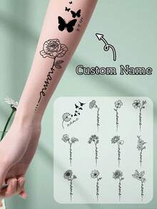 4/8/16/20/40/80pcs Custom Temporary Tattoo Stickers, Suitable For Various Parties Such As Birthday Celebrations, Weekend BBQs And Cocktail Parties, Convenient Handmade Use, Favorite Single Party Temporary Tattoos,Suitable For Holiday Parties. - Multicolor - View 2