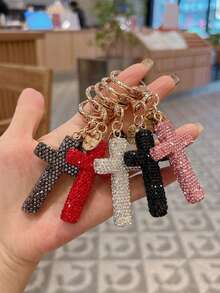 Rhinestone Cross Keychain Pendant, Minimalist Bag Charm For Backpack Purse, Y2K Gothic Decoration For Phone Earphone, Gift For Mom Dad Teacher - Multicolor - View 2
