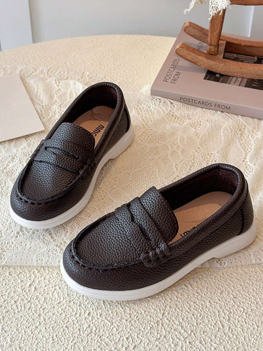 Unisex Kids Smooth Leather Slip-On Flat Sandals, Girls Fashion Casual Shoes - Brown - View 1
