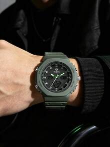 TOMI Dry Battery Personalized TPU Material Minimalist Dual-Core Sports Watch Dual Display Electronic Watch Suitable For Daily Life Holiday Gift - Green - View 2