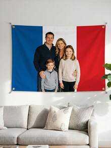 1pc Customized French Flag Photo Banner, Personalized Garden Flag Wall Decor, Custom Tapestry Image & Text Display, Suitable For Home Party Holiday Celebration, Customizable Design/Image/Text/Logo, Holiday Birthday Anniversary Gift For Friends And Family - Style E - View 6