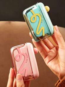 1pc Automatic Pop-Up Toothpick Holder, Premium Portable Mini Toothpick Storage Box, Rectangular Toothpick Dispenser, Suitable For Home And Office Desk - Multicolor - View 3