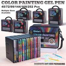Languo 252/168/144/99/72/45/9pcs Large Capacity Gel Pen Set, 0.6mm Fine Tip, For Scrapbooking, Hand Drawing And Doodling, Smooth Ink Flow, Clear Writing Without Smudging, Suitable For Line Drawing, Coloring, Outlining, Ceramics, Plastic, Wood, Stone, Fabric, Paper And More, Excellent Coverage, High-Quality Student Art Supplies, Comfortable And Durable Grip, Perfect For Student Note-Taking And Back To School - Sets - View 2